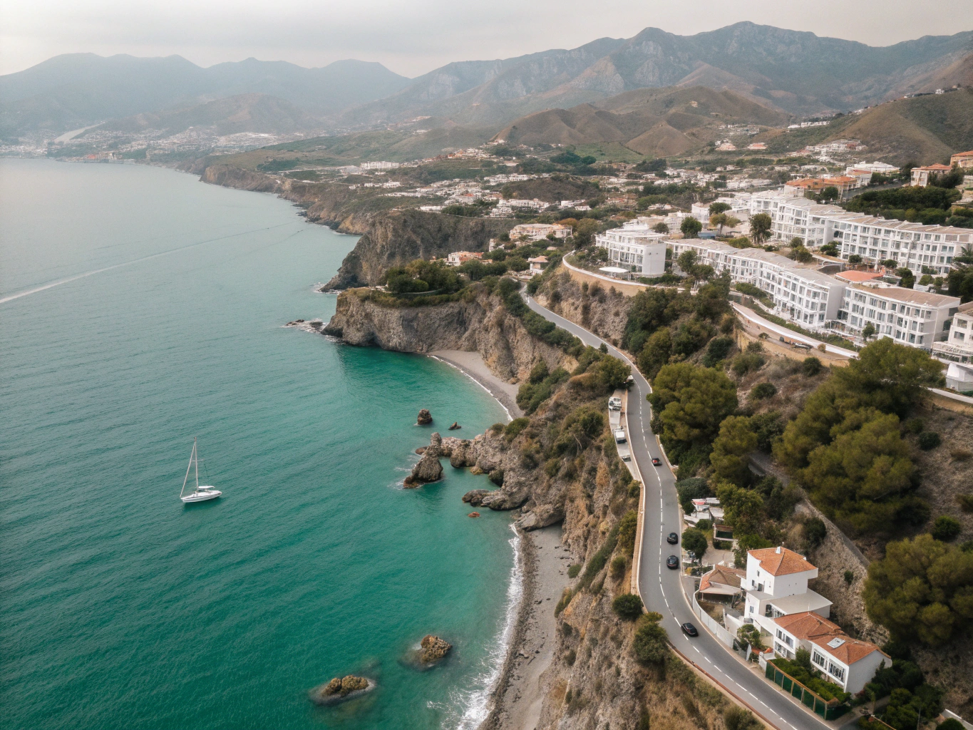 Coastal cliffs and turquoise Mediterranean waters near Nerja