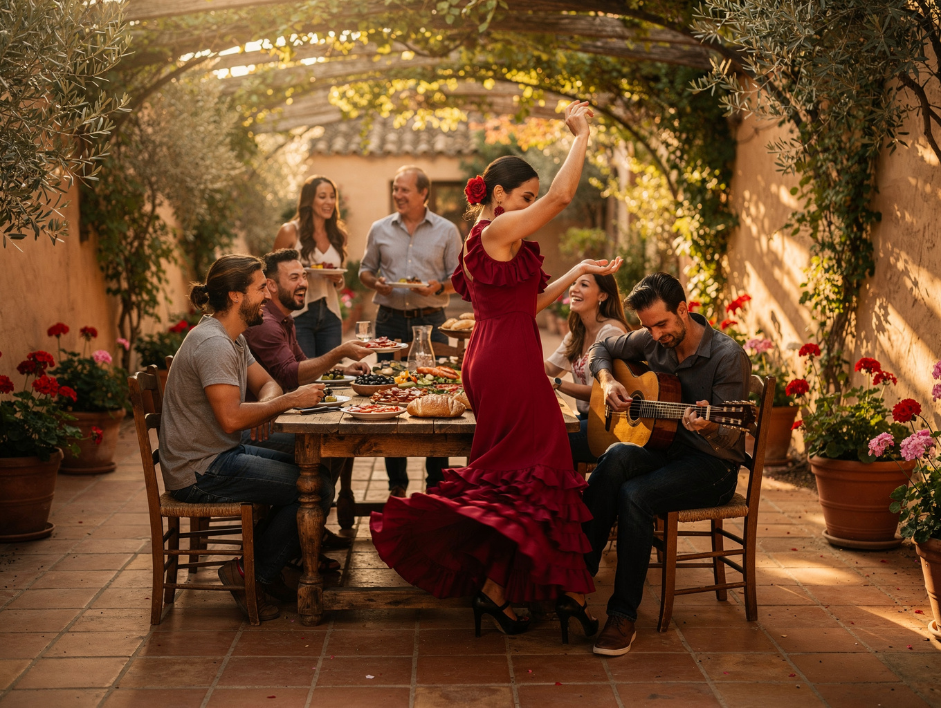 Family courtyard lunch in Granada