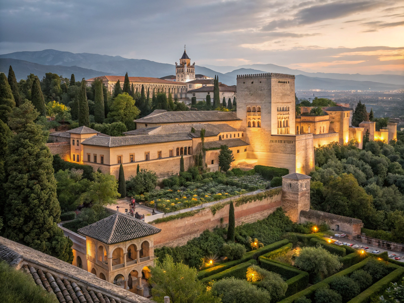 Alhambra fortress and gardens in Granada