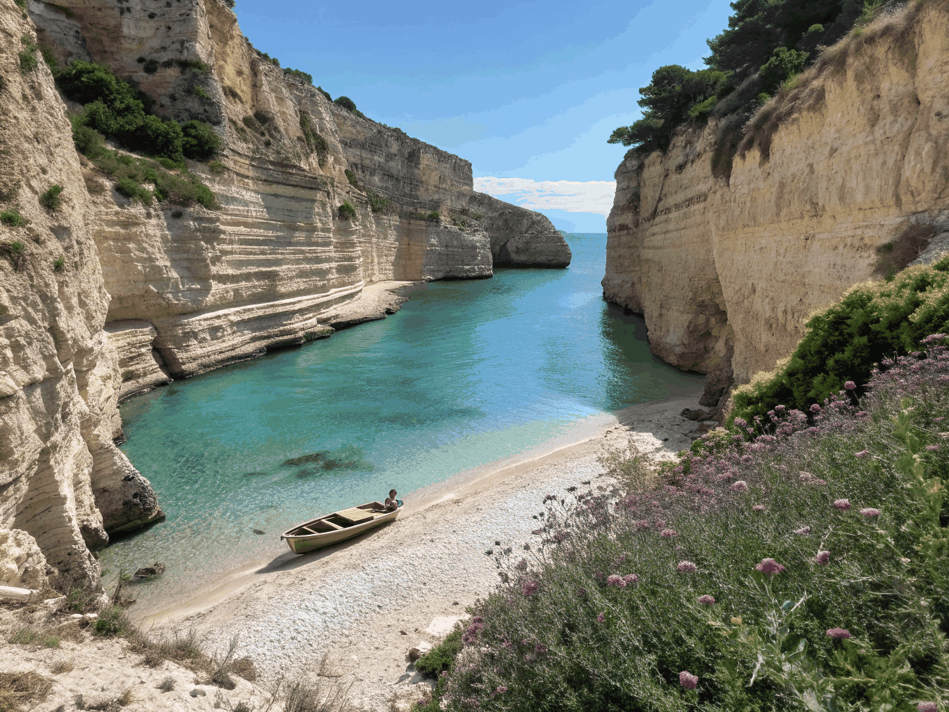 Turquoise coastal cove and dramatic sea cliffs in Southern Spain