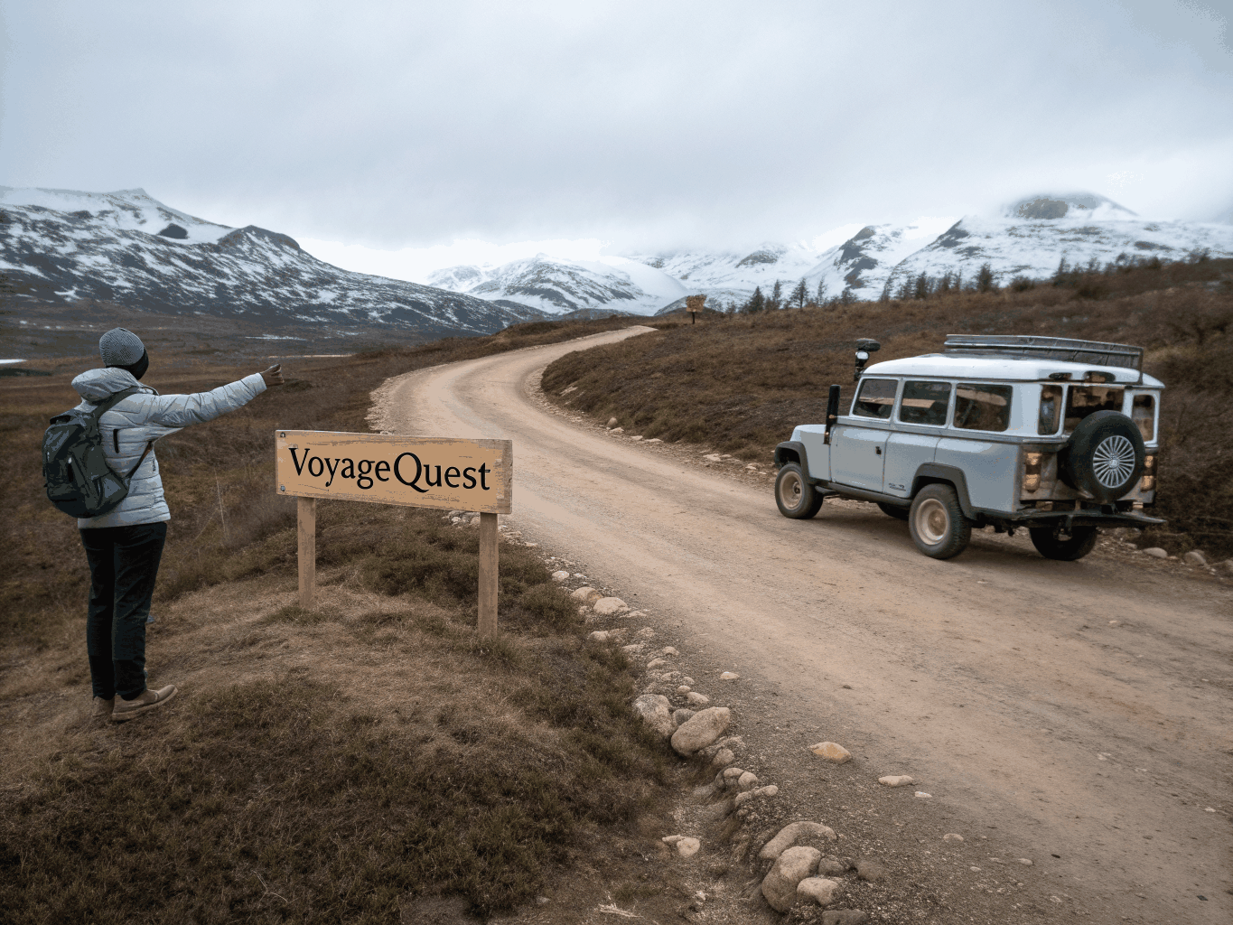 Private driver-guide chatting with travelers next to a scenic viewpoint in Scotland